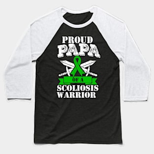 Proud Papa Of A Scoliosis Warrior Awareness Ribbon Father Baseball T-Shirt